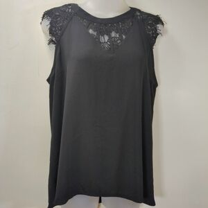 Brixon Ivy Women's Black Lace Trim Sleeveless Top Size M
